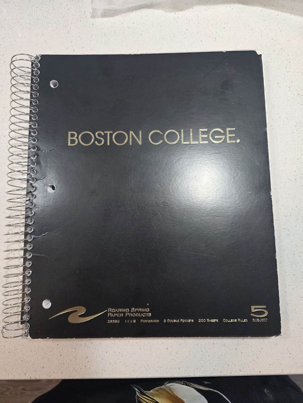 Boston College Spiral Notebook in Black with Gold Lettering